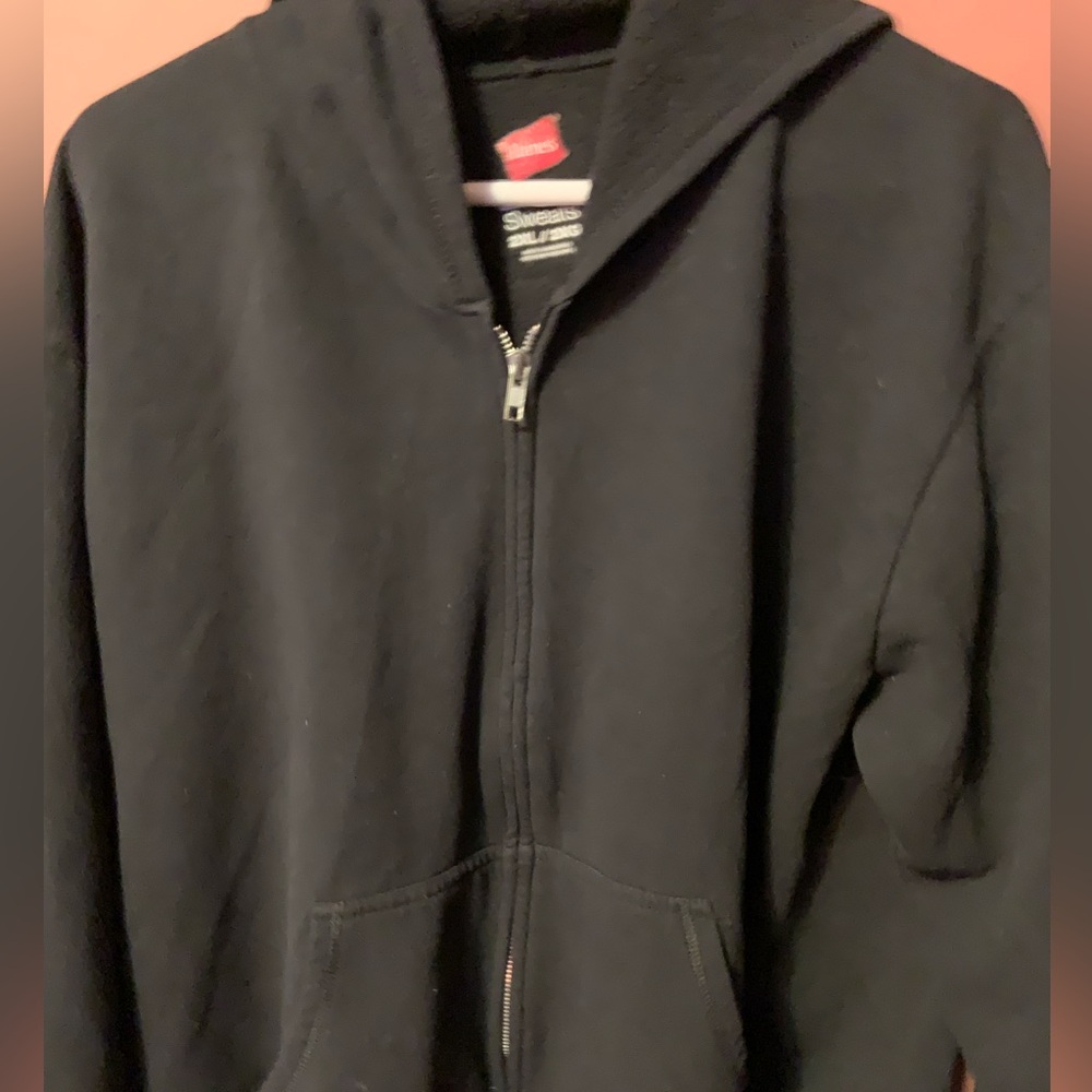Black Hanes Zip Up Hoodie 2XL comfort sweats